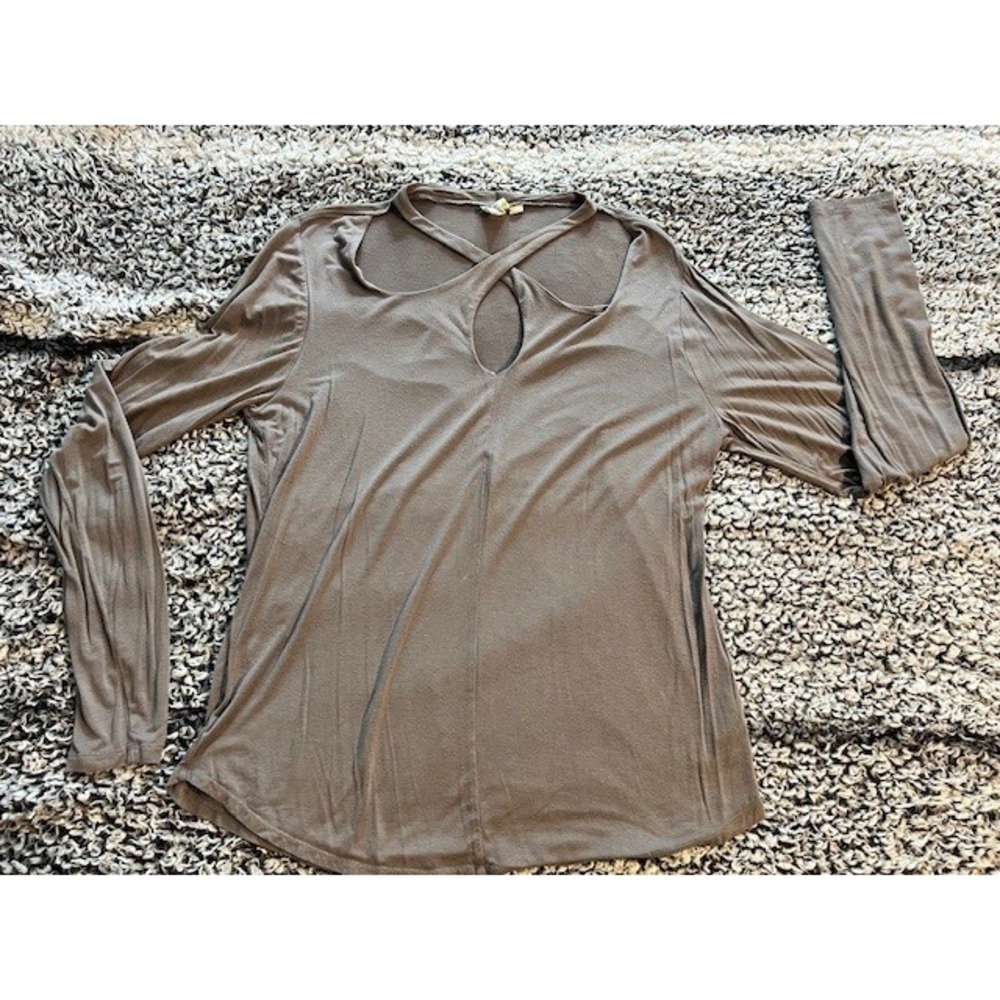 Women's White Crow Gray Long Sleeve Shirt Size L